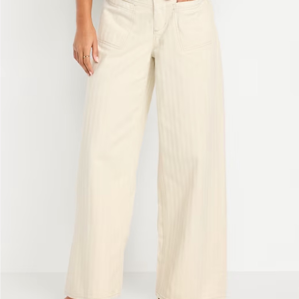 Old Navy Cream Wide-Leg Jeans